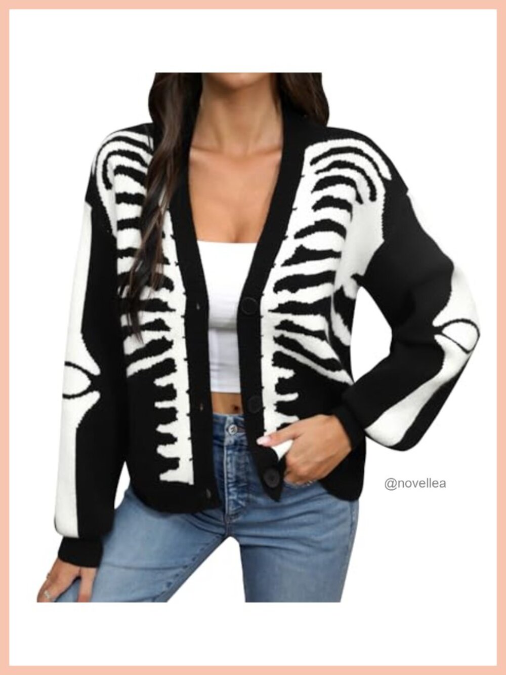 Womens Cropped Cardigan Y2K Knit Sweater Open Front Halloween